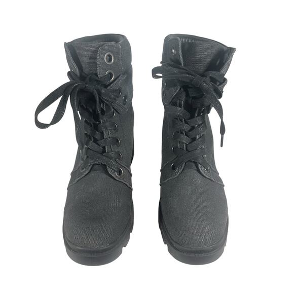 Maurices dark Gray Combat Boots Sz 9 Chunky Heel Lace-Up Lug Sole Ankle Booties - Picture 3 of 11